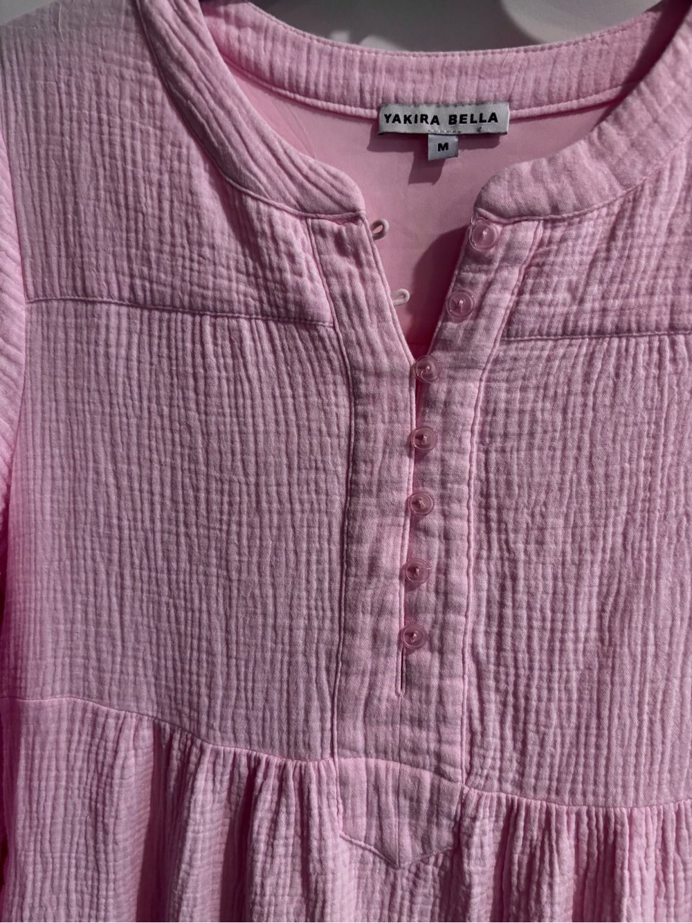 NEW MIDI LENGTH YAKIRA BELLA PINk LIGHTWEIGHT COTTON DRESS LONG SLEEVE SZ M - Picture 5 of 10